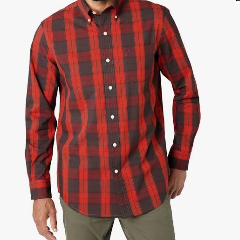 NEW Chaps Mens Button Down Shirt Casual Red Blue Plaid Cotton Blend Size 3X
